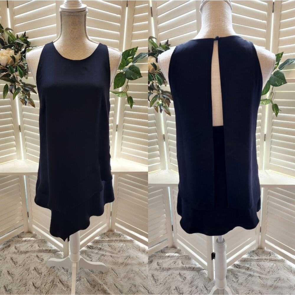 HUNTER BELL NEW BLACK LAYERED SLEEVELESS SILK TUNIC SIZE 8